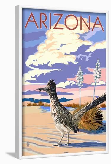 Arizona - Roadrunner Scene-Lantern Press-Framed Art Print