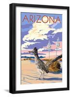 Arizona - Roadrunner Scene-Lantern Press-Framed Art Print