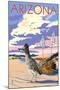 Arizona - Roadrunner Scene-Lantern Press-Mounted Art Print