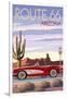 Arizona - Route 66 - Corvette with Red Rocks-Lantern Press-Framed Art Print