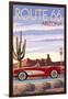 Arizona - Route 66 - Corvette with Red Rocks-Lantern Press-Framed Art Print
