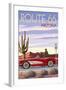 Arizona - Route 66 - Corvette with Red Rocks-Lantern Press-Framed Art Print