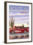 Arizona - Route 66 - Corvette with Red Rocks-Lantern Press-Framed Art Print