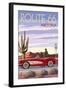 Arizona - Route 66 - Corvette with Red Rocks-Lantern Press-Framed Art Print