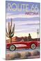 Arizona - Route 66 - Corvette with Red Rocks-Lantern Press-Mounted Art Print