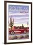 Arizona - Route 66 - Corvette with Red Rocks-Lantern Press-Framed Art Print