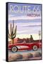 Arizona - Route 66 - Corvette with Red Rocks-Lantern Press-Framed Stretched Canvas