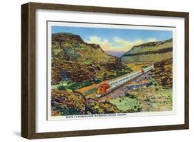 Arizona - Santa Fe Train Passing Through Crozier Canyon-Lantern Press-Framed Art Print