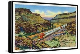 Arizona - Santa Fe Train Passing Through Crozier Canyon-Lantern Press-Framed Stretched Canvas