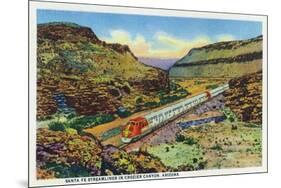 Arizona - Santa Fe Train Passing Through Crozier Canyon-Lantern Press-Mounted Premium Giclee Print