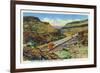 Arizona - Santa Fe Train Passing Through Crozier Canyon-Lantern Press-Framed Art Print