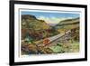 Arizona - Santa Fe Train Passing Through Crozier Canyon-Lantern Press-Framed Art Print