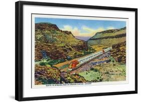 Arizona - Santa Fe Train Passing Through Crozier Canyon-Lantern Press-Framed Art Print