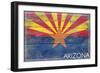 Arizona State Flag - Barnwood Painting-Lantern Press-Framed Art Print
