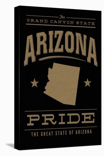 Arizona State Pride - Gold on Black-Lantern Press-Stretched Canvas