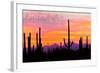 Arizona - Sunset and Cactus-Lantern Press-Framed Art Print