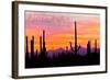 Arizona - Sunset and Cactus-Lantern Press-Framed Art Print