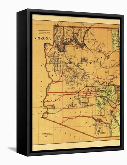 Arizona Territory - Panoramic Map-Lantern Press-Framed Stretched Canvas