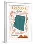 Arizona - Typography and Icons - Cheers Version-Lantern Press-Framed Art Print