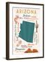 Arizona - Typography and Icons - Cheers Version-Lantern Press-Framed Art Print