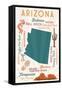 Arizona - Typography and Icons - Cheers Version-Lantern Press-Framed Stretched Canvas