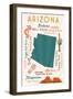 Arizona - Typography and Icons - Cheers Version-Lantern Press-Framed Art Print