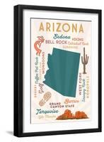 Arizona - Typography and Icons - Cheers Version-Lantern Press-Framed Art Print