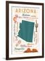 Arizona - Typography and Icons - Cheers Version-Lantern Press-Framed Art Print