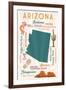 Arizona - Typography and Icons - Cheers Version-Lantern Press-Framed Art Print