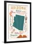 Arizona - Typography and Icons - Cheers Version-Lantern Press-Framed Art Print