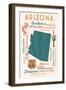 Arizona - Typography and Icons-Lantern Press-Framed Art Print