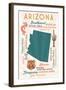 Arizona - Typography and Icons-Lantern Press-Framed Art Print