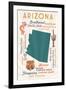 Arizona - Typography and Icons-Lantern Press-Framed Art Print