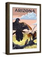 Arizona - Vultures-Lantern Press-Framed Art Print