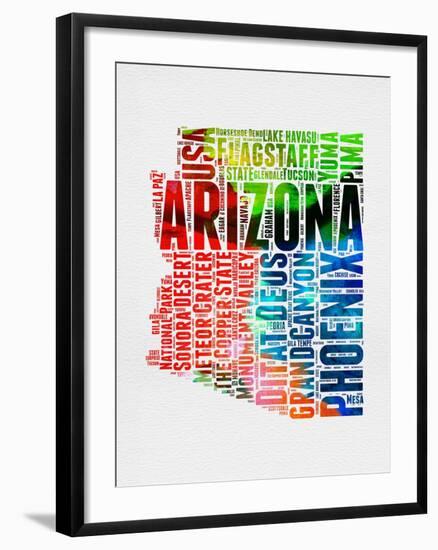 Arizona Watercolor Word Cloud-NaxArt-Framed Art Print