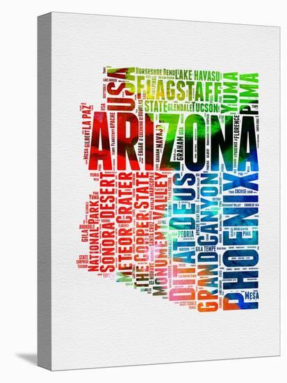 Arizona Watercolor Word Cloud-NaxArt-Stretched Canvas