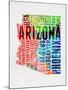 Arizona Watercolor Word Cloud-NaxArt-Mounted Art Print