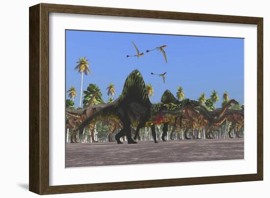 Arizonasaurus Dinosaurs Follow Along with a Herd of Plateosaurus-Stocktrek Images-Framed Art Print