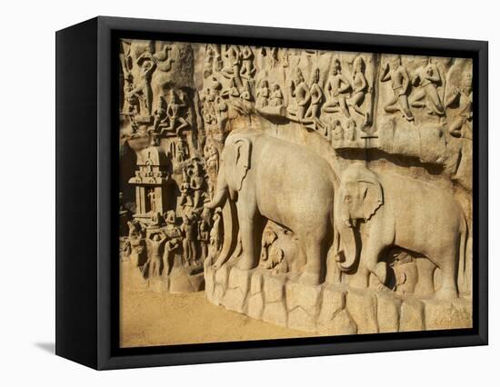 Arjuna's Penance Granite Carvings, Mamallapuram (Mahabalipuram), UNESCO World Heritage Site, India-Tuul-Framed Stretched Canvas