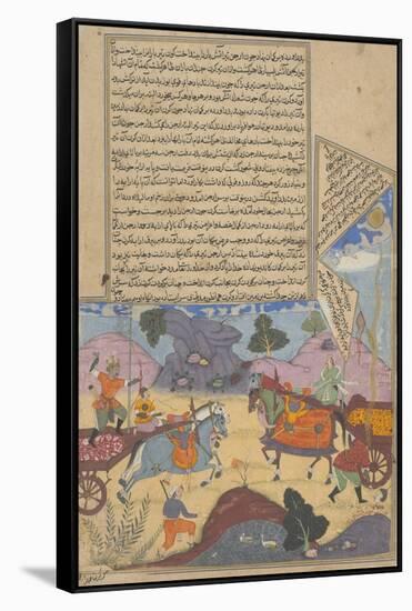 Arjuna Slays Karna, Page from a Copy of the Razmnama, Mughal Period, Dated 1616-17-null-Framed Stretched Canvas