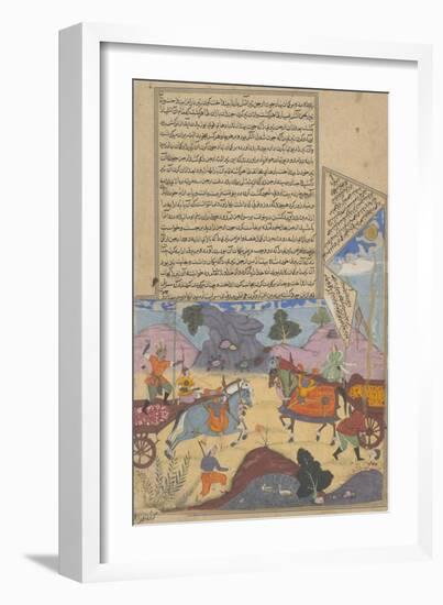 Arjuna Slays Karna, Page from a Copy of the Razmnama, Mughal Period, Dated 1616-17-null-Framed Giclee Print