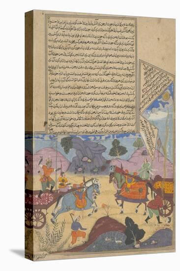Arjuna Slays Karna, Page from a Copy of the Razmnama, Mughal Period, Dated 1616-17-null-Stretched Canvas