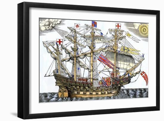 Ark Royal, the Flagship Which Led the English Fleet against the Spanish Armada, c.1588-null-Framed Giclee Print