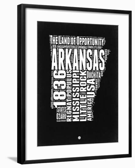 Arkansas Black and White Map-NaxArt-Framed Art Print