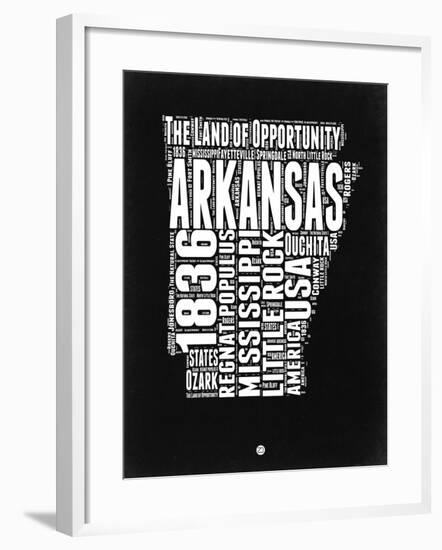 Arkansas Black and White Map-NaxArt-Framed Art Print