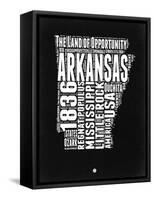 Arkansas Black and White Map-NaxArt-Framed Stretched Canvas