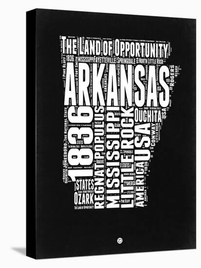 Arkansas Black and White Map-NaxArt-Stretched Canvas