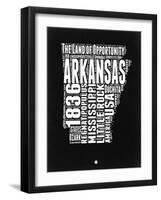 Arkansas Black and White Map-NaxArt-Framed Art Print