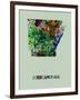 Arkansas Color Splatter Map-NaxArt-Framed Art Print