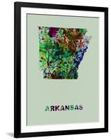 Arkansas Color Splatter Map-NaxArt-Framed Art Print